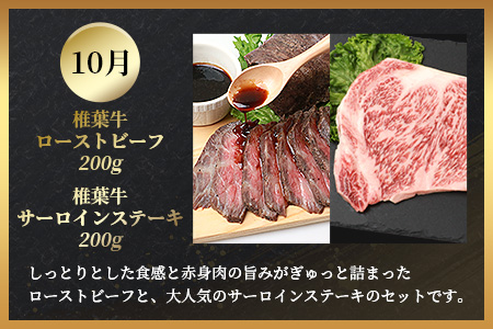 【定期便4回】総重量2.4kg！椎葉牛 大自然の中で味わう焼肉・BBQ定期便≪焼き肉・ステーキ・切り落とし・ローストビーフ≫