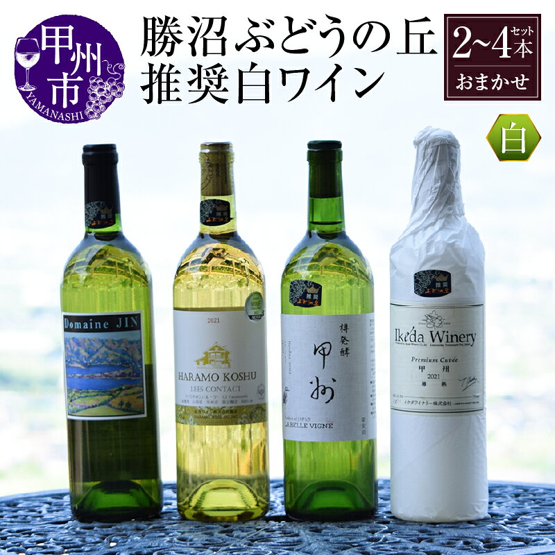 【ふるさと納税】 白ワイン 選べる 本数 2本 4本 セット 辛口 甘口 勝沼ぶどうの丘 推奨 ワイン 日本ワイン 勝沼 飲み比べ 母の日 父の日 記念日 ギフト Wine 甲州市ワイン 品質審査 合格 おまかせ セレクト 記念日 ギフト 山梨県 甲州市（KBO）