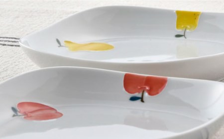 【波佐見焼】ラフランス・りんご 正角 プレート セット 食器 皿 【松幸陶芸】 [HB27] 波佐見焼