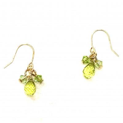 ふるさと納税 小山市 天然石ペリドットとスワロフスキーのピアス