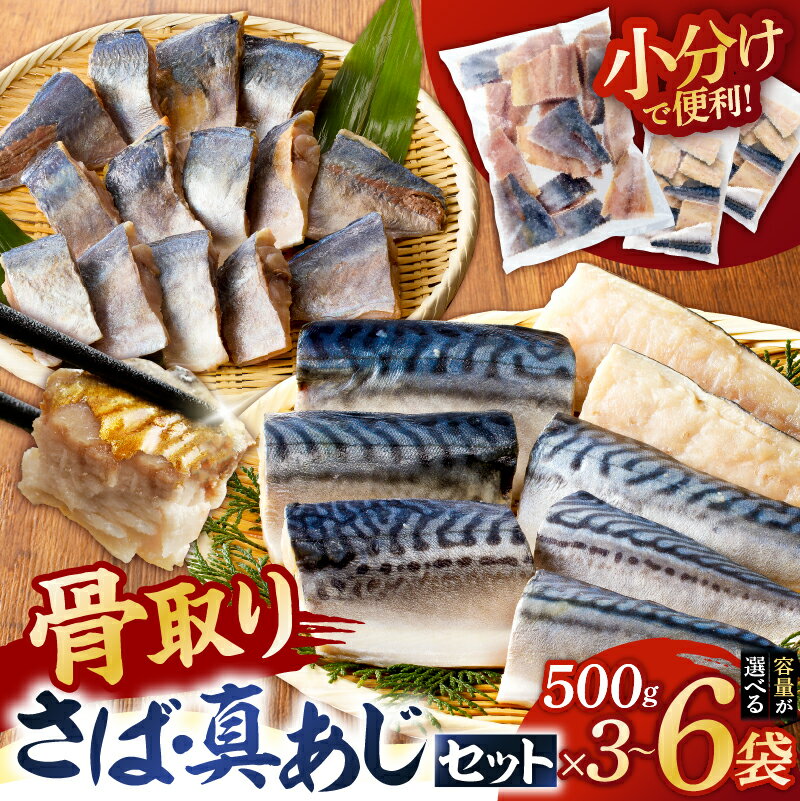 【ふるさと納税】【容量が選べる】人気の骨取りさば(塩/無塩)・真あじ 3点セット 千葉県 南房総市 塩サバ 無塩サバ 鯖 真あじ 切り身 骨なし 骨取り 海鮮 魚介 おつまみ おかず 惣菜 弁当 冷凍 セット お取り寄せ グルメ 送料無料