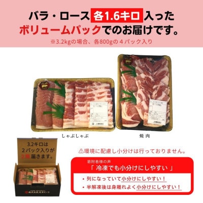 【ふるさと納税限定】くんじゃん豚 食べ比べセット 焼肉・しゃぶしゃぶ 計3.2kg【配送不可地域：離島】