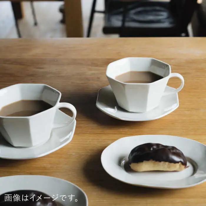 【波佐見焼】八角カップ＆ソーサー ミルク色 2セット 食器 皿【イロドリ】[KE47] 波佐見焼