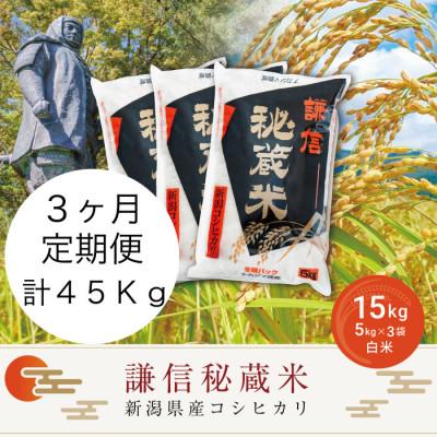 ふるさと納税 上越市 【毎月定期便】謙信秘蔵米15kg全3回