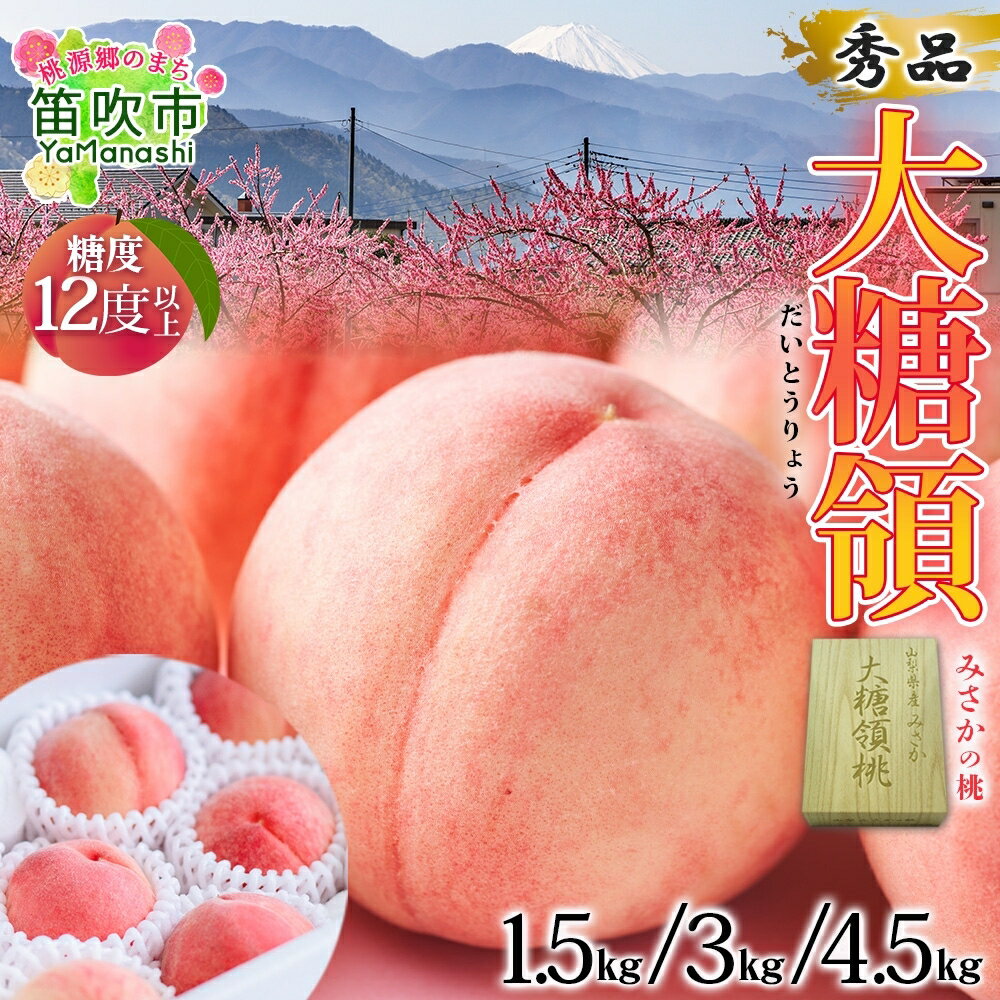 【ふるさと納税】【2026年発送★先行予約】【選べる容量】桃 秀品 1.5kg～ 大糖領 糖度12％以上※クール便配送 ふるさと納税 もも 桃 笛吹市 国産 人気 期間限定 果物 フルーツ ギフト 贈り物 プレゼント 贈答品 旬 山梨県 送料無料 177-001