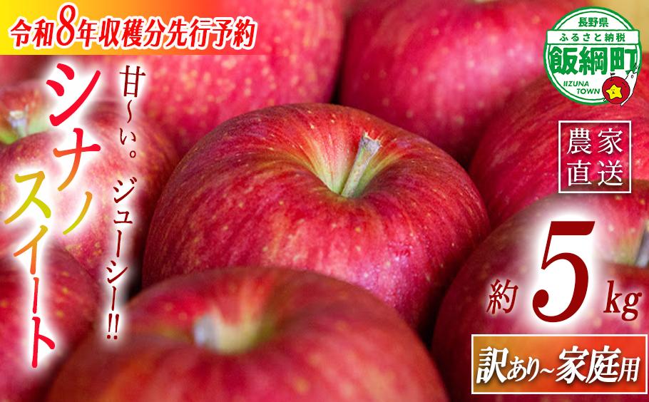 
            ＼農家応援企画／ 【令和8年度先行予約返礼品】 りんご シナノスイート 家庭用 訳あり 5kg 2026年 先行予約 《 スイート リンゴ 林檎 訳アリ わけあり 不揃い 果物 くだもの フルーツ 長野県産 長野 信州 お試し 》 令和8年度収穫分 2026年10月上旬頃から11月上旬頃まで順次発送予定 長野県 飯綱町 [0902]
          