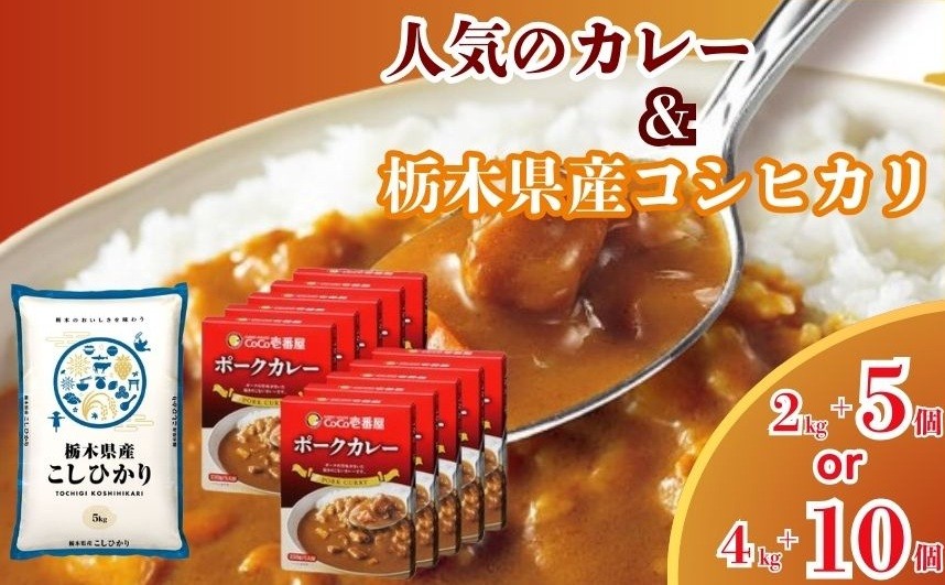 
                  [いつもの味を、ご家庭で！]  矢板市 ふるさと納税 ポークカレーとコシヒカリのセット｜カレー  常温保存 簡単 時短 自宅用 キャンプ プレゼント お試し
                