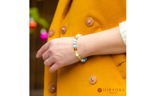 黄金快適ライフ☆パワーストーンブレスレット(金運04)･8mm玉 (18.4cm)