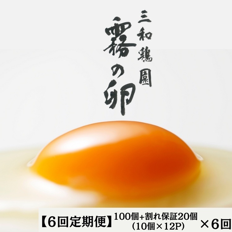 【6回定期便】新鮮 卵 120個（100個+卵割れ保証20個）(10個×12パック)京都丹波『霧の卵』三和鶏園 ≪たまご タマゴ 玉子 生卵 鶏卵 小分け 贈答 ギフト ふるさと納税 卵 直送 冷蔵 朝食 料理 人気≫ ※北海道・沖縄・離島への配送不可