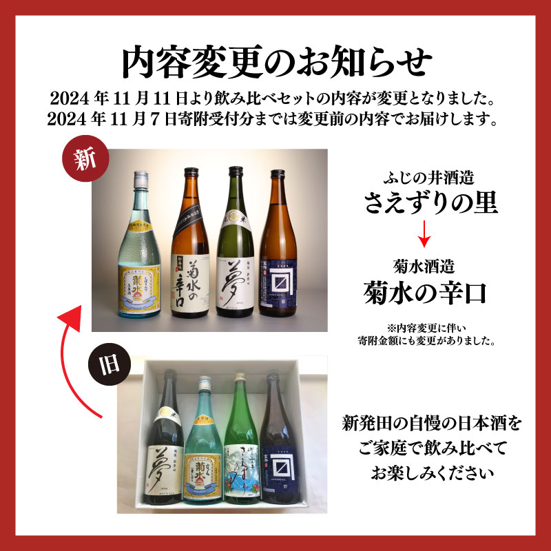 日本酒 人気 4種 飲み比べ セット  贈答用 新発田 蔵元 720ml×4本【 新潟 地酒 日本酒 新潟県 新発田市 飲み比べ 720ml 4本 四合瓶 菊水 王紋 金升 父の日 母の日 正月 おせ