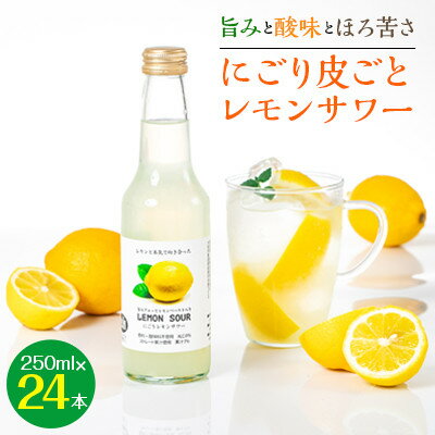 【ふるさと納税】〈旨みと酸味とほろ苦さ〉にごり皮ごとレモンサワー　250ml×24本_ レモン サワー にごり 名水 天然水 人気 おすすめ 送料無料 贈答 ギフト 酒 アルコール 【1245075】