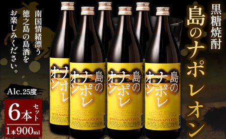 【鹿児島県天城町】奄美黒糖焼酎 島のナポレオン 900ml×6本ｾｯﾄ 黒糖焼酎 瓶