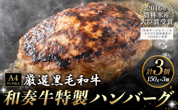 厳選くまもと黒毛和牛ハンバーグ 3個 (1個150g)《30日以内に出荷予定(土日祝除く)》熊本県 大津町 和牛焼肉LIEBE くまもと黒毛和牛 ハンバーグ 冷凍 リーベ---oz_lib_14_3p---