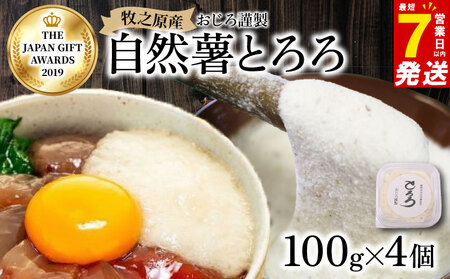 【7日以内発送】自然薯 とろろ 100 g × 4 パック とろろ 尾白弁当