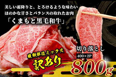 【訳あり】くまもと黒毛和牛 切り落とし 800g ( 400g ×2 ) 本場 熊本県 黒毛 和牛 ブランド 牛 肉 上質 くまもと 訳アリ 113-0502