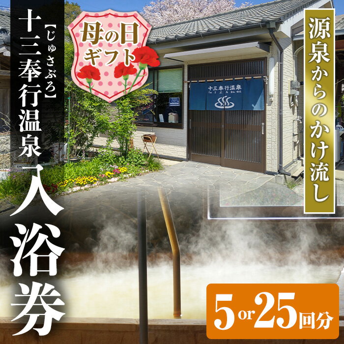【ふるさと納税】【母の日ギフト】＜回数を選べる！＞十三奉行(じゅさぶろ)温泉入浴券(5回分or25回分) チケット 温泉 入浴券 施設利用券 商品券 旅行 日帰り リラクゼーション 選べる ギフト プレゼント 贈答 母の日 【アーステクノ】