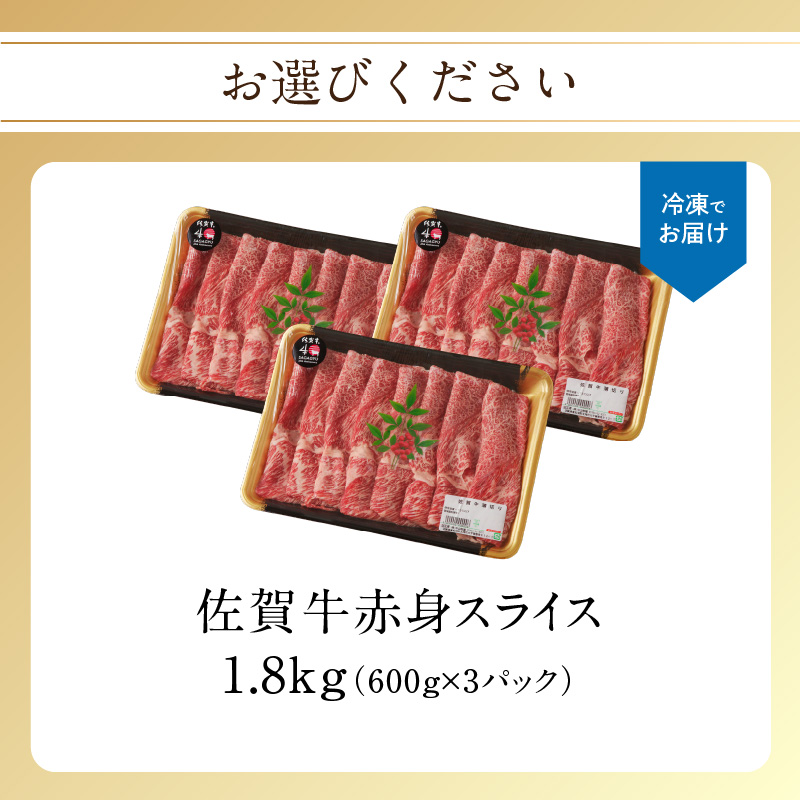 佐賀牛赤身スライス 1.8kg（11月配送） ／ 中山牧場 直送 牛肉 すき焼き 佐賀牛 赤身スライス しゃぶしゃぶ 肉 牛 霜降り 黒毛和牛 牛肉 すきやき 赤身 スライス モモ肉 ウデ肉 佐賀県 玄海町