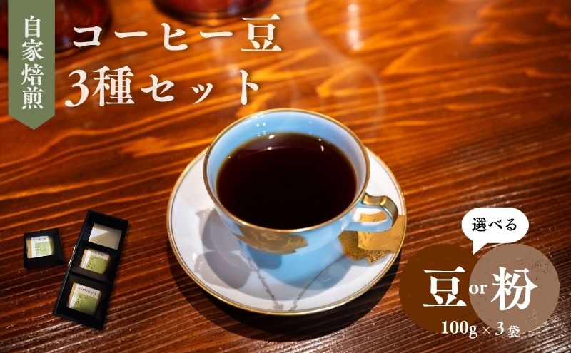 自家焙煎コーヒー豆3種セット【100g×3袋】（豆）