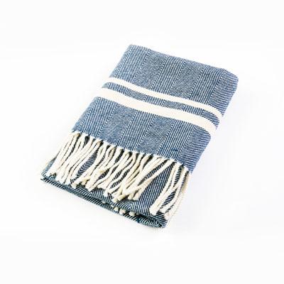 ふるさと納税 忠岡町 ウールひざ掛け　70cm×120cm(房込み)　ブルー |  | 03