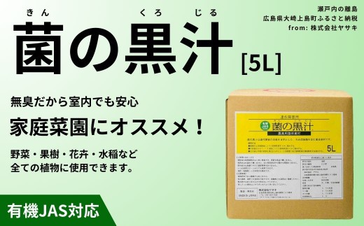
                  菌の黒汁 5L 1箱　園芸 肥料 家庭菜園 ベランダ菜園 特殊肥料 無臭 有機栽培 病害予防 健康土壌
                