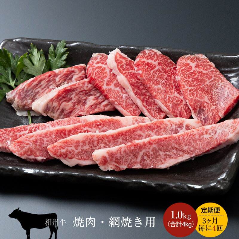 【ふるさと納税】【定期便：3ヶ月毎に4回】相州牛（焼肉・網焼き用）1.0kg 【合計4kg】【 牛肉 お肉 ブランド牛 神奈川県 南足柄市 】