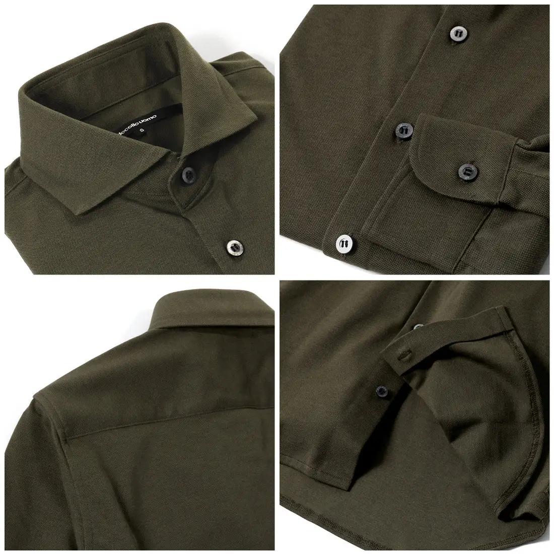 DJS-002 decollouomo メンズドレスシャツ長袖（生地／コンコルド）オリーブ／Mサイズ