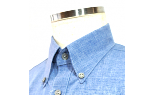 みんさウェア ボタンダウン（薄青） 男性用 Mサイズ AI-23 Mサイズ
