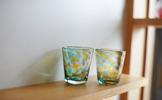 あすか三彩「宙吹き硝子のミニグラス」＜2個セット＞