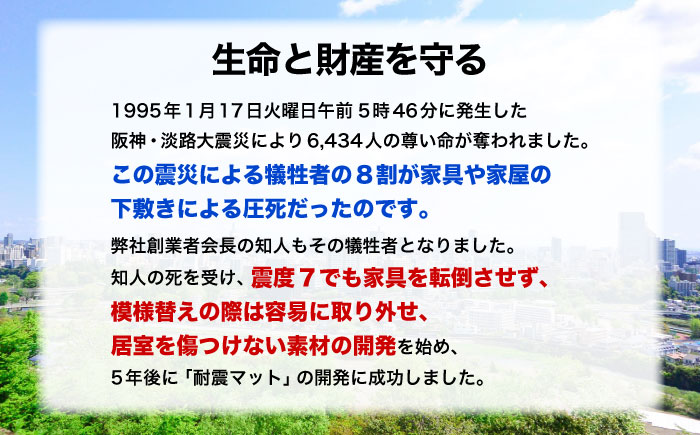 TV耐震セット壁寄せ77V 震度7対応 壁寄せTVスタンドの転倒防止！ ベルトストッパーテレビスタンド用～77型 + 耐震バイオマスマット 20ｘ20ｘ5ｍｍ 14枚 / 大村市 / 耐震 地震対策 