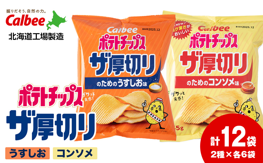 ポテトチップス ザ厚切りのための ２種セット うすしお6袋 コンソメ6袋 合計１２袋 １箱