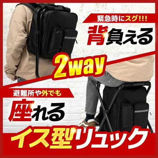 【認定防災士厳選】＼総販売数51万セット突破！／イス型リュック防災 緊急防災セット 17点 9-1000E 災害時 避難 防災グッズ 備え 大雨 洪水 台風 災害 避難 / 小浜市 / 岸田産業[BF