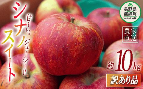 りんご シナノスイート 訳あり 10kg ヤマハチ農園 沖縄県への配送不可 2025年10月上旬頃から2025年11月上旬頃まで順次発送予定 令和7年度収穫分 BLOF理論栽培 傷 不揃い リンゴ 林檎 果物 フルーツ 信州 長野 18500円 予約 農家直送 長野県 飯綱町 [0658]