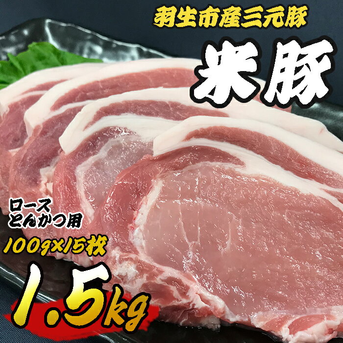 【ふるさと納税】 豚肉 豚肉ロース 1.5kg (100g×15枚) ロースとんかつ用 三元豚 米豚 国産 豚 ポーク 肉 羽生市産 小分け 個包装 小袋 便利 ブランド ブランド豚 トンテキ ステーキ 精肉 まとめ買い 間中さん家 株式会社古川ミート 埼玉県 羽生市