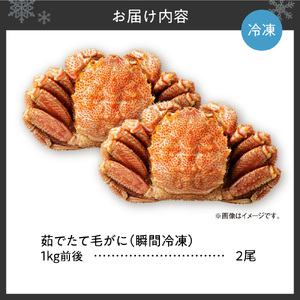 茹でたて毛がに(瞬間冷凍）1kg前後×2尾｜北海道産 毛ガニ 蟹 茹でたて 北海道 札幌市