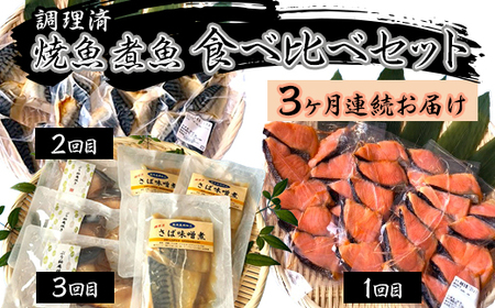 H7-72【3ヶ月連続お届け】調理済 焼魚 煮魚 食べ比べセット