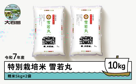 新米 米 令和7年産 米 雪若丸 10㎏ 2026年2月上旬発送 大石田町産 特別栽培米 精米 ※沖縄・離島への配送不可 ja-yusxa10-2f