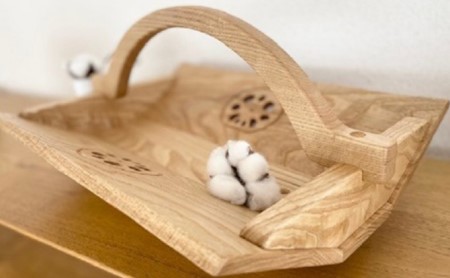 小物入れ 収納 おしゃれ 木製 バスケット 物入れ 雑貨 ナチュラル 無垢材 国産 栗の木 栗材 インテリア 藤枝家具 遊木舎 栗の木の贅沢小物 ハスバスケットL