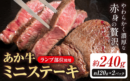 あか牛ミニステーキ ランプ部位使用 約240g 合同会社たべたせいか《30日以内に出荷予定(土日祝除く)》熊本県 菊池市 肉 牛肉 お肉 和牛 あか牛 ステーキ ミニステーキ 個包装 小分け 熊本県産 冷凍 送料無料