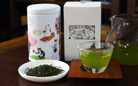 【京都深蒸し茶入】ネコ缶とほっこりお茶（160g）セット〈お茶 煎茶 緑茶 茶筒