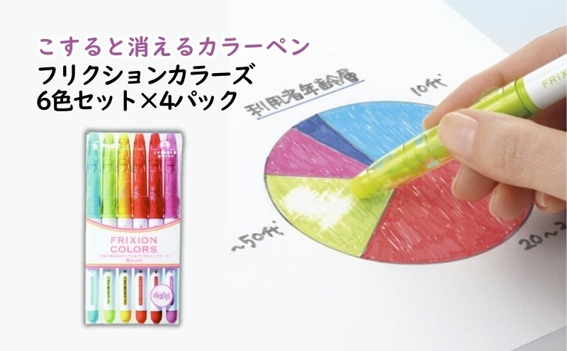 
                  サインペン こすると消えるカラーペン フリクションカラーズ 6色セット×4パック ペン 文房具 フリクション ライトブルー ソフトグリーン イエロー オレンジ レッド ピンク 手帳 津市 三重県
                