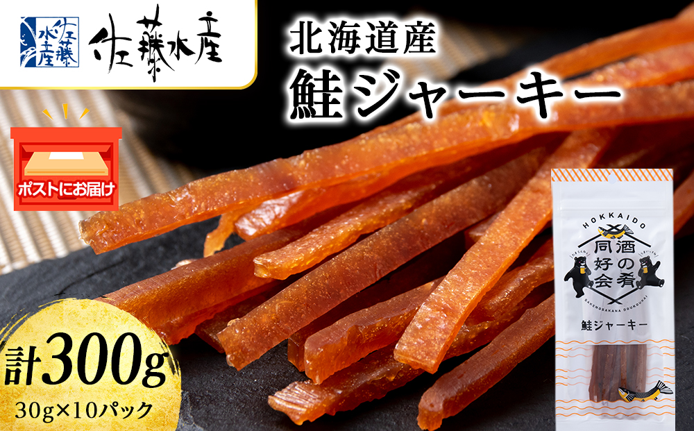 鮭ジャーキー30g 10袋 おつまみ 酒の肴 プレゼント おやつ ビール日本酒のあてに 御祝い 細長い ジャーキー シャケ 北海道 ＜佐藤水産＞