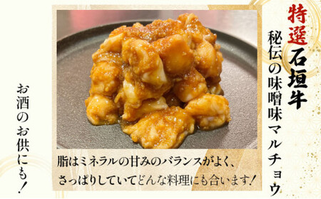 【2025年11月以降順次発送】特選石垣牛の牛スジと秘伝の味噌味マルチョウをご家庭で！！牛スジ500g、味噌味マルチョウ300ｇのセット | 沖縄 石垣 牛スジ マルチョウ ホルモン 牛 肉 特選 黒