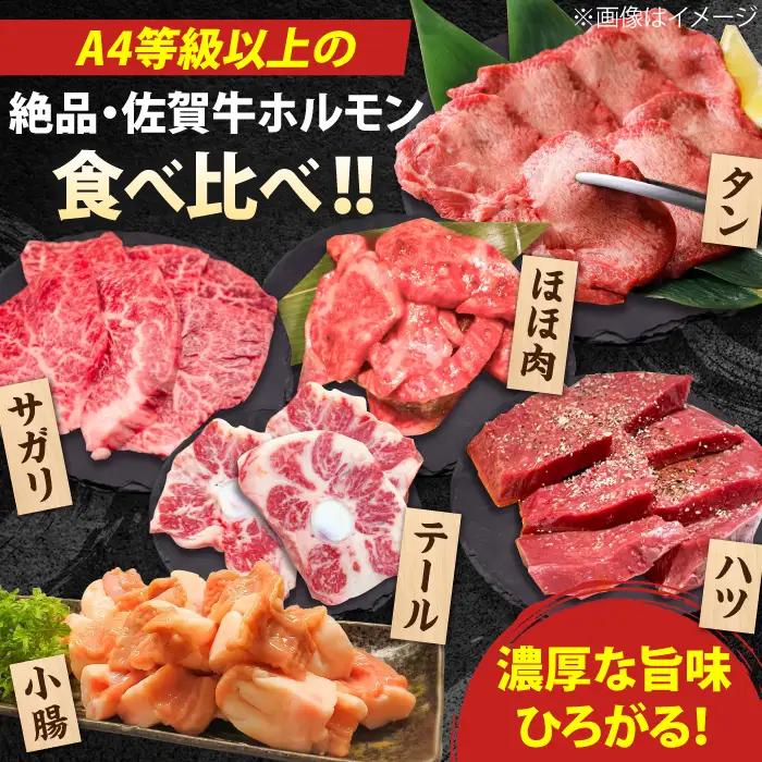【全3回定期便】佐賀牛6種食べ比べ！ ホルモンバラエティセット 5.4kg 4-5人前 タン・小腸など 吉野ヶ里町/やきとり紋次郎[FCJ104]