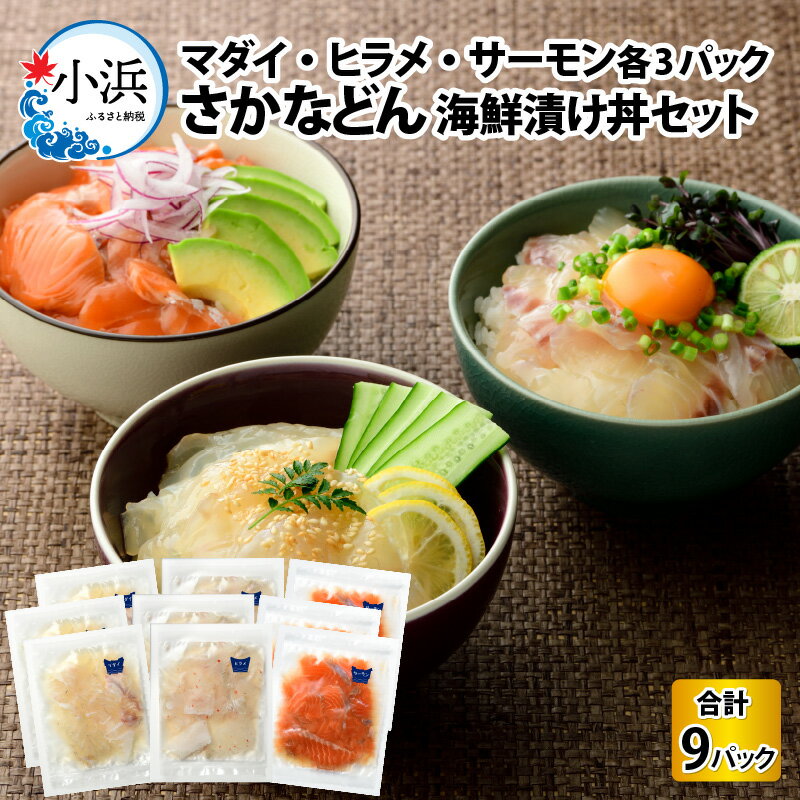 【ふるさと納税】さかなどん 3種(マダイ・ヒラメ・サーモン)× 3セット 海鮮漬け丼セット ｜漬け魚 おつまみ 海鮮 酒の肴 タイ ヒラメ サーモン 【配送不可地域：北海道・沖縄・離島】 [BFAA081]
