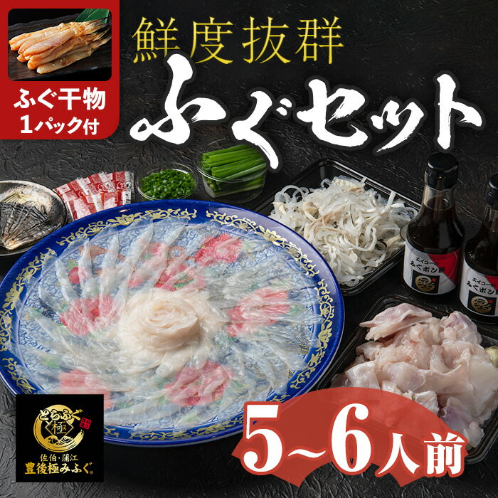 【ふるさと納税】＜着日指定必須＞【ふぐ干物1パック付】とらふぐ セット (5-6人前) 極みフグ 冷蔵 とらふぐ ふぐ ふぐ刺し ふぐ刺身 刺身 ふぐ鍋 皮 ひれ 唐揚げ ヒレ酒 お取り寄せ 鮮魚 養殖 国産 数量限定 大分県 佐伯市【DK06-G】【エイコー水産】