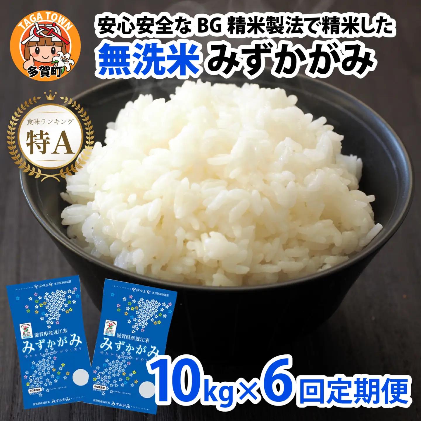 【先行予約】【令和8年産新米早期予約 毎月定期配送・計6回】 BG無洗米みずかがみ10kg×6回 [P-00407] / 無洗米