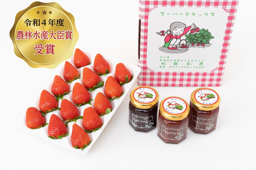 前橋市産　贈答用いちごと無添加ジャム３個詰め合わせセット