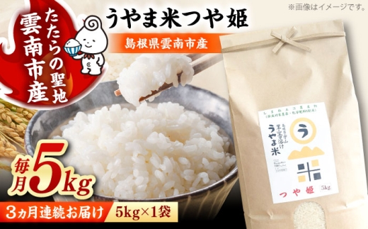 【新米予約】令和8年産 新米 5kg 定期便 3か月 つや姫 うやま米 島根県雲南市産 お米 定期便 5kg 3回 計15kg 米 おこめ コメ 白米 精米 国産 つやひめ 新米定期便 米定期便 5キロ [AIDB089-r8]