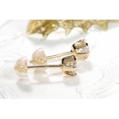 ふるさと納税 昭和町 【0.6ct】K18YG  一粒 ダイヤモンド スタッドピアス |  | 01