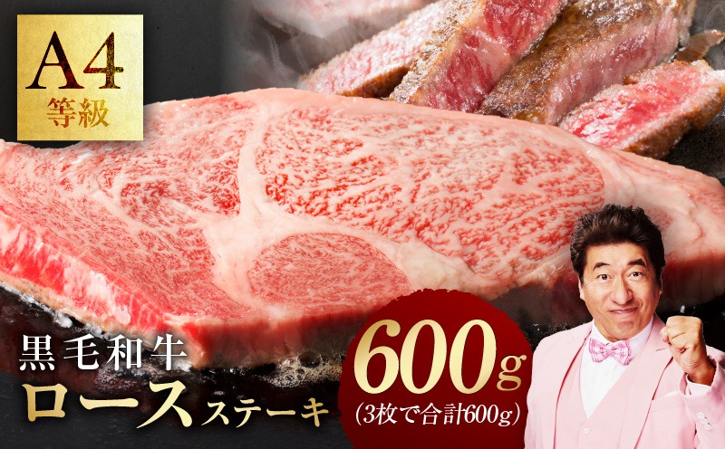 mrz0316 【A4ランク】黒毛和牛 ロースステーキ 3枚で合計600g【氷温熟成×極味付け 国産 牛肉 ステーキ 焼くだけ 訳あり 規格外 アウトドア】